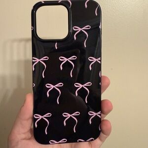 ✨Stylish Black and Pink Bow Phone Case 16 pro max FREE WITH ANY PURCHASE